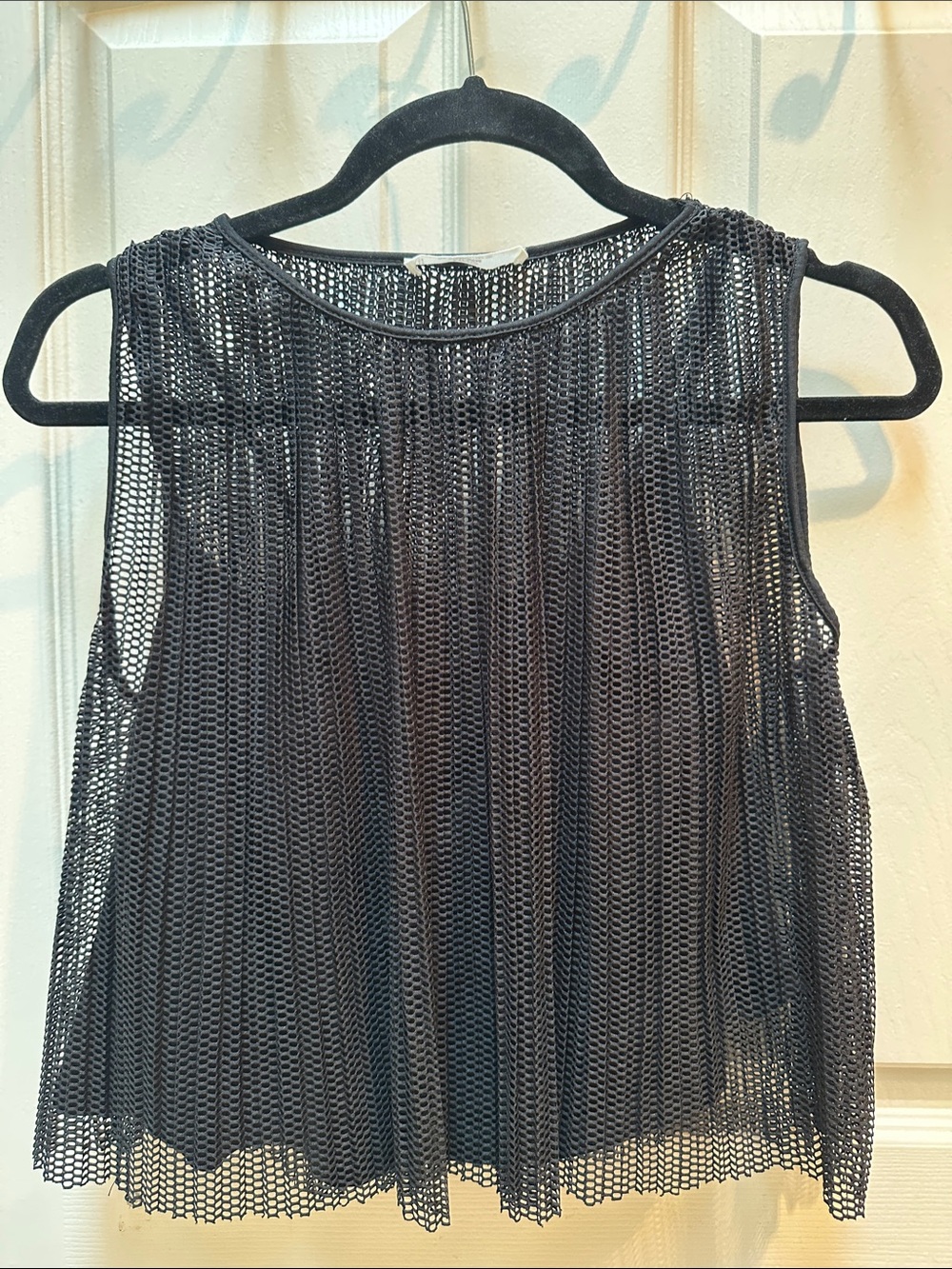 Mango Black Mesh Sleeveless Tank